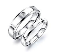 His and Hers Ring Sets Couples, Wedding Ring Silver with Zirconia Jewelry Rings Gifts Size N 1/2 & P 1/2