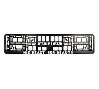 HIS BEAST HER BEAUTY UV PRINT Car Registration License Number Plate Surround Holder Frame Surround BLACK TAP52 (1)