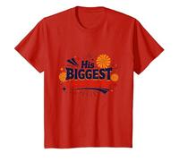 His Biggest Cheerleader: Proud Dad Support T-Shirt, Kids, Red, 6 Years