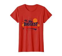 His Biggest Cheerleader: Proud Dad Support T-Shirt, Women, Red, 3XL