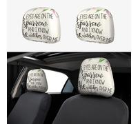 His Eyes are On The Sparrow 2pcs Personalized Embroidery Soft Breathable Car Seat Headrest Cover Protection Auto Accessories