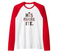 His Favorite ITE: Quirky Valentine Typography Art Raglan Baseball Tee, Men, Red/White, S