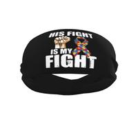 His Fight is My Fight Autism Awareness and Support Sports Sweatbands for Men Women Non Slip Elastic Wristbands Headbands for Basketball Tennis Workout Gym Yoga Absorbent Breathable (Black)