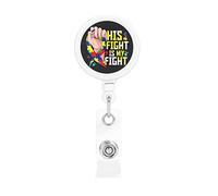 His Fight is My Fight Autism Retractable Badge Holder Reel Clip Id Card Holder forNurse Student Office Worker