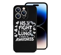 His Fight Is My Fight Lung Cancer Awareness Flip Case Compatible with iPhone 14 Plus 14 Pro 14 Pro Max Cover
