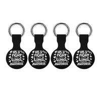 His Fight Is My Fight Lung Cancer Awareness Silicone Case Compatible with AirTag Holder Cover with Keychain Ring