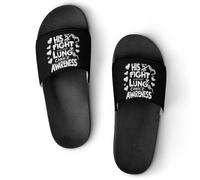 His Fight Is My Fight Lung Cancer Awareness Unisex Slippers Bath Pool Shower Slide Indoor House Slipper Outdoor Shoes Sandal