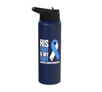 His Fight is My Fight Prostate Cancer Supportive Blue Ribbon Stainless Steel Insulated Water Bottle