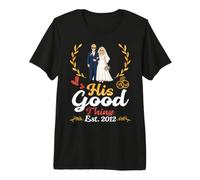 His Good Thing Est 2012 14th Wedding Anniversary Wife Marry Premium T-Shirt