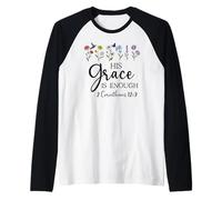 His Grace is Enough 2 Corinthians 12:9 Christian Bible Verse Raglan Baseball Tee