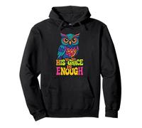His Grace Is Enough - Vintage Colorful Owl Christian Faith Pullover Hoodie