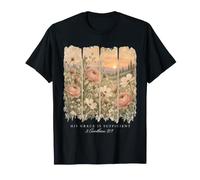 His Grace is Sufficient Vintage Floral Christian T-Shirt