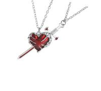 His Her Matching Necklace Heart Rapier Charm Couples Jewelry Gift Clavicle Chain for Wedding Anniversary Valentines Couple Necklace Love Heart Rapier Design