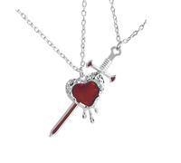 His Her Matching Necklace Heart Rapier Charm Couples Jewelry Gift Clavicle Chain for Wedding Anniversary Valentines Couple Necklace Love Heart Rapier Design
