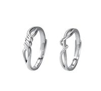 His Hers Wedding Ring Set Ring Sterling Silver Women 925 Silver Tangled Lines Adjustable Fashion for Couple Men Sister Graduation Jewelry