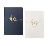 His & Hers Wedding Vow Books Set Personalized Bride & Groom Notebook For Ceremony Decor for Bride(Blue White)