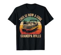 his is How a Cool Grandpa Rolls Vintage Pontoon Grandpa Dad T-Shirt