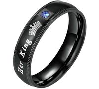 His King Her Queen Couple Rings Crown Design Matching Bands Titanium Steel Romantic Promise Rings Gift for Wedding
