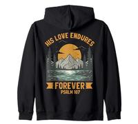 His Loves Endures Forever Psalm 107 Bible Verse Christian Zip Hoodie