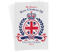 His Majesty King Charles III Iron on Transfer for T-Shirt - (A6) 10.5 x 14.85 cm - King Charles III Union Jack National Flag British Pride Royal Emblem Heat Transfer Patch for Fabrics