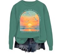 His Mercies Are New Every Morning Sweatshirt Sunrise Seagull Graphic Hoodie Christian Bible Verse Tops Green