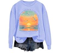 His Mercies Are New Every Morning Sweatshirt Sunrise Seagull Graphic Hoodie Christian Bible Verse Tops Sky Blue