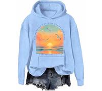 His Mercies Are New Every Morning Sweatshirt Sunrise Seagull Graphic Hoodie Christian Bible Verse Tops