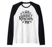 His Mercy Rescues Me - Inspirational Bible Verse Christian Raglan Baseball Tee
