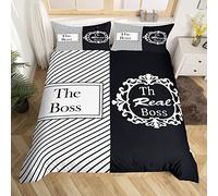 His Side Her Side Bedding Set White Black Duvet Cover Wife Husband Couple Comforter Cover Humorous Bedspread Cover Double Size Bedding Cover with 2Pillow Case