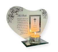 His Smile - Inspirational Poem, Candle and Photo Holder Glass Memorial Plaque