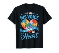 His Voice My Heart Puzzle Mom Autism Awareness T-Shirt