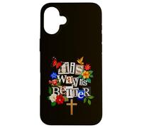 His Way is Better Christian Faith Floral Cross Dove Bird Case for iPhone 16 Plus
