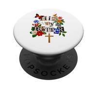 His Way is Better Christian Faith Floral Cross Dove Bird PopSockets Adhesive PopGrip