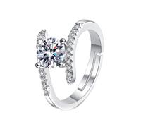 His Wedding Band 14K White Gold Ring for Woman Lab Diamond Elegant 4 Prong Round Cubic Zirconia Size L 1/2 Modern for Wife Graduation Jewelry