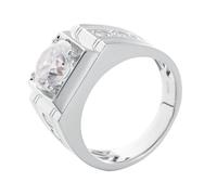 His Wedding Band, Men Wedding Band with Round Moissanite 3ct 9K White Gold Size V 1/2