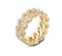 His Wedding Ring, Yellow Gold Ring 18K Chain Shape with Moissanite Size X 1/2 Gift for Men