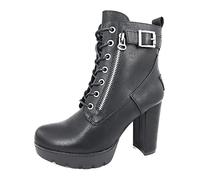 HIS Women's Lace-Up Ankle Boots Black Casual, black, 7 UK