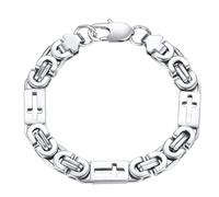 Hisatan Stainless Steel Cross Bracelets for Men, Silver Byzantine Link Chain Bracelet，Masculine Chunky Sturdy Cross Bracelet Mens Jewelry Gift, 9.5 Inches, Stainless Steel, no gemstone