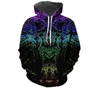Hisayhe Men's Hippie Hoodie Sweatshirt Trippy Hooded Pullover Top, Multicolor1, 4XL