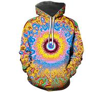 Hisayhe Men's Hippie Hoodie Sweatshirt Trippy Hooded Pullover Top, Multicolor2, XXXL