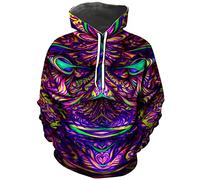 Hisayhe Men's Hippie Hoodie Sweatshirt Trippy Hooded Pullover Top, Multicolor3, Large