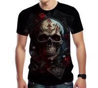 Hisayhe Men's Skull Graphic Casual Short Sleeve T-Shirt, Black, 3XL