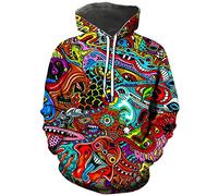 Hisayhe Mens Trippy Hooded Novelty Psychedelic Sweatshirt Pullover Hoodies, Multicolor1, XL