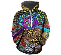Hisayhe Trippy Hoodies Tops Psychedelic Hooded Pullover Sweatshirt for Men, Multicolor1, XL