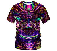 Hisayhe Trippy Psychedelic T-Shirt Men's 3D Cool Graphic Short Sleeve Tees Top, Multicolor1, Medium