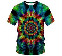 Hisayhe Trippy Psychedelic T-Shirt Men's 3D Cool Graphic Short Sleeve Tees Top, Multicolor3, XXL