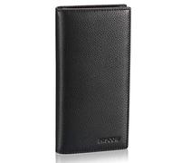 HISCOW Bifold Long Wallet with 15 Credit Card Slots - Italian Calfskin, Pebbled Black, One Size, Bifold Wallet