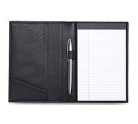 HISCOW Classy Leather Junior Padfolio with Pen Loop - Italian Calfskin (Pebbled Black)