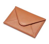 HISCOW Full Grain Leather Envelope Business Card Holder, Cognac, One Size, Minimalist