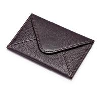 HISCOW Full Grain Leather Envelope Business Card Holder, Espresso, One Size, Minimalist